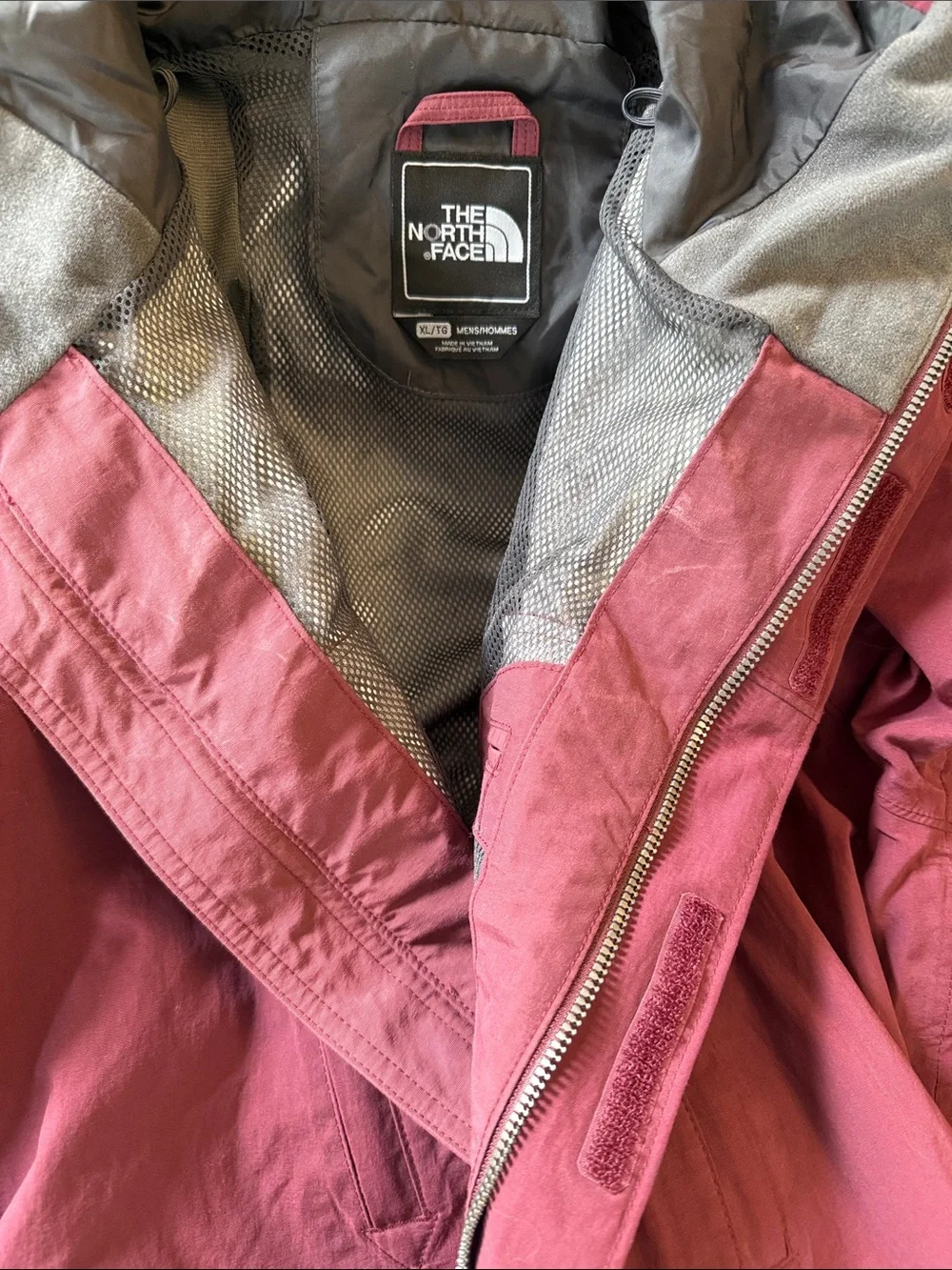 Vintage The North Face Mens Full Zip Parka Ski Jacket Sz XL Maroon Black Y2K